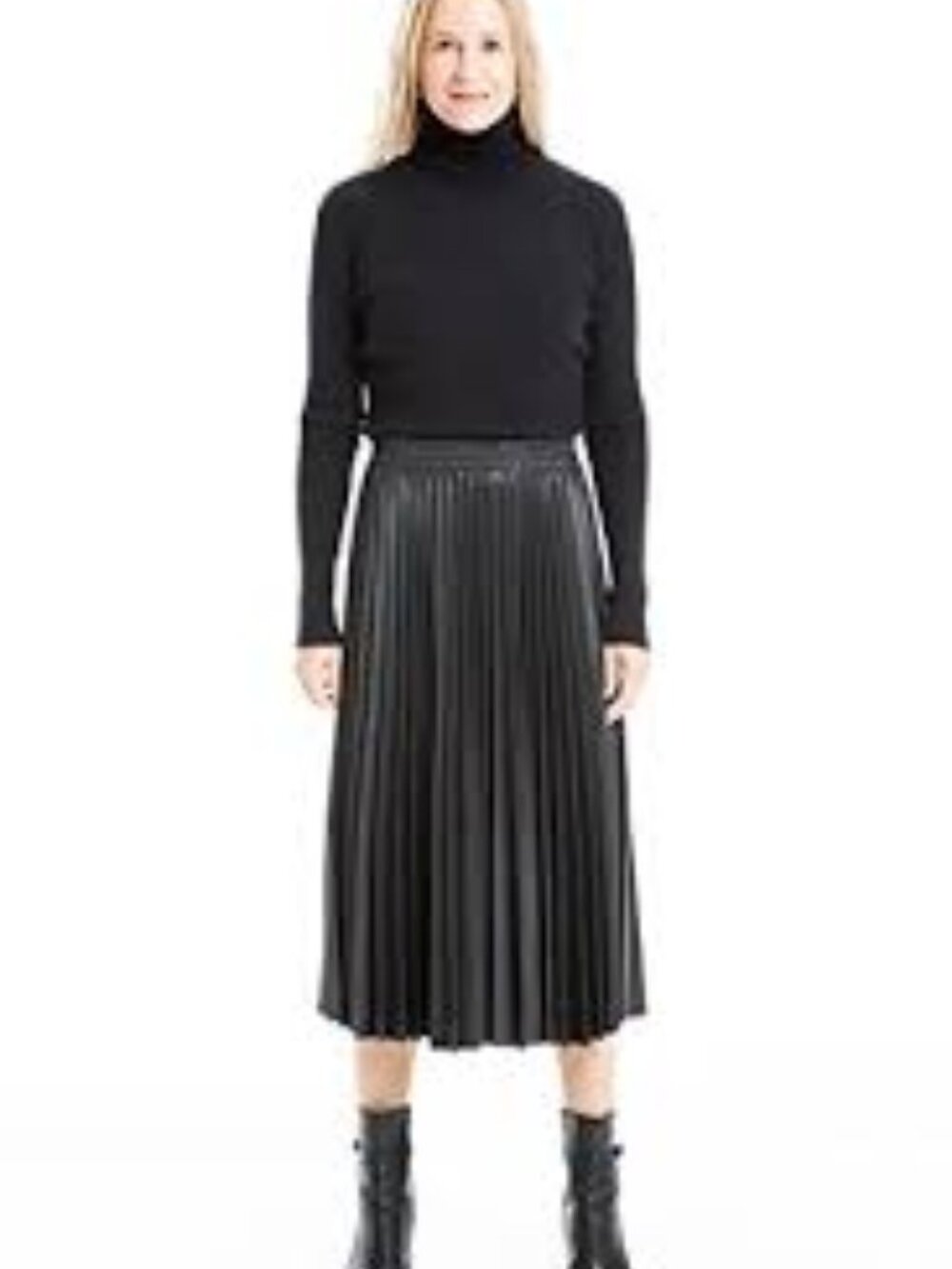 NWT Max Studio London Black Pleater Pleated Midi Skirt